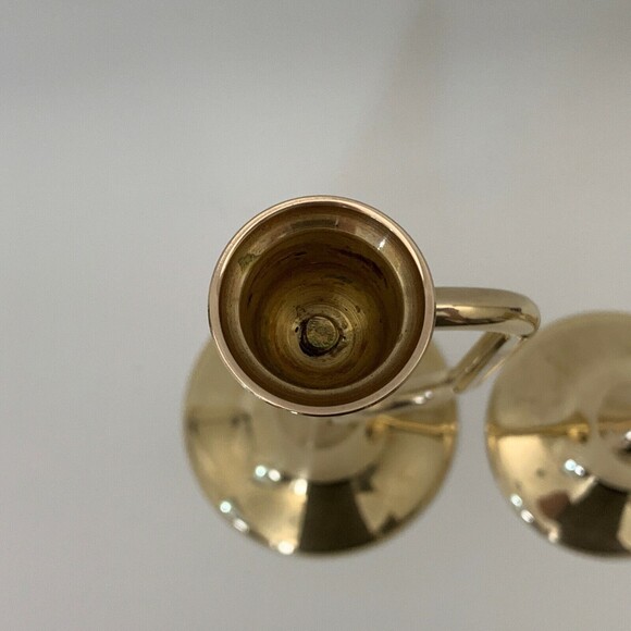 Vintage Brass Bugle Horn Trumpet Christmas Candlesticks Candle Holders Lot of 3 - Picture 2 of 11